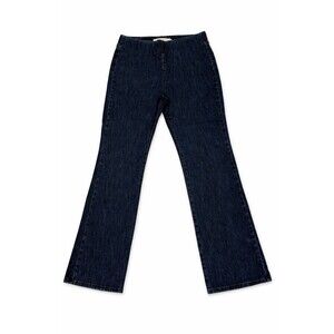 Soft Surroundings Pull On Jeans Dark Wash Straight Leg Mid Rise Stretch Women L
